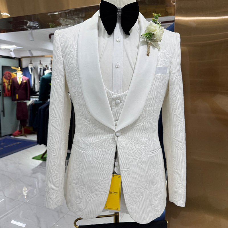 Men Formal Wear Wedding - Мужской свадебный костюм белого цвета, 3-х
