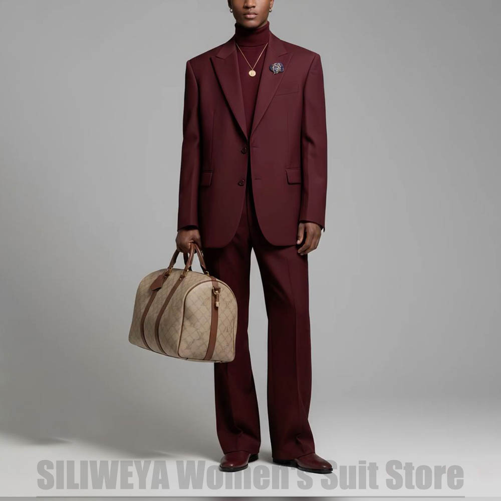 Men Formal Party Wear Outfit - Мужской бордовый костюм-двойка с пикообразными лацканами,