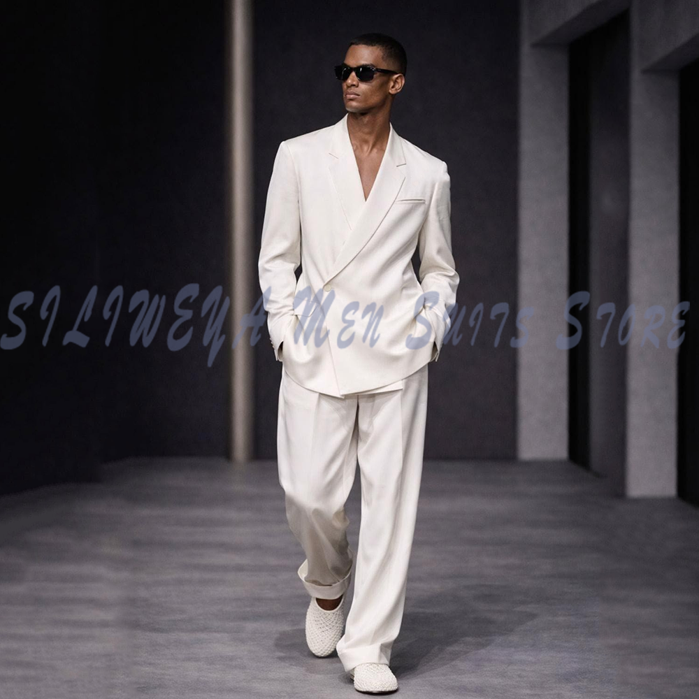 Men Formal Wear Wedding - Мужской белый костюм-двойка: пиджак и брюки,