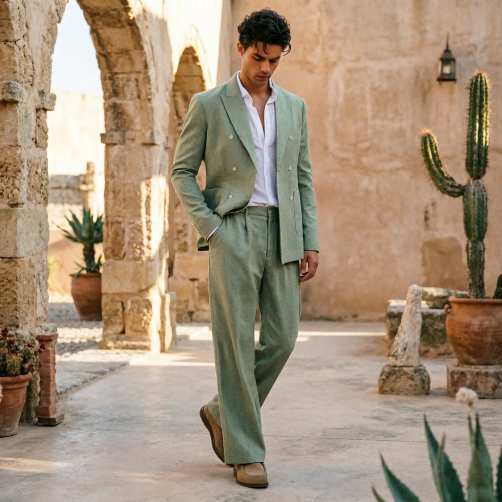 Men Formal Wear Wedding Guest - Мужской костюм из льняной ткани цвета